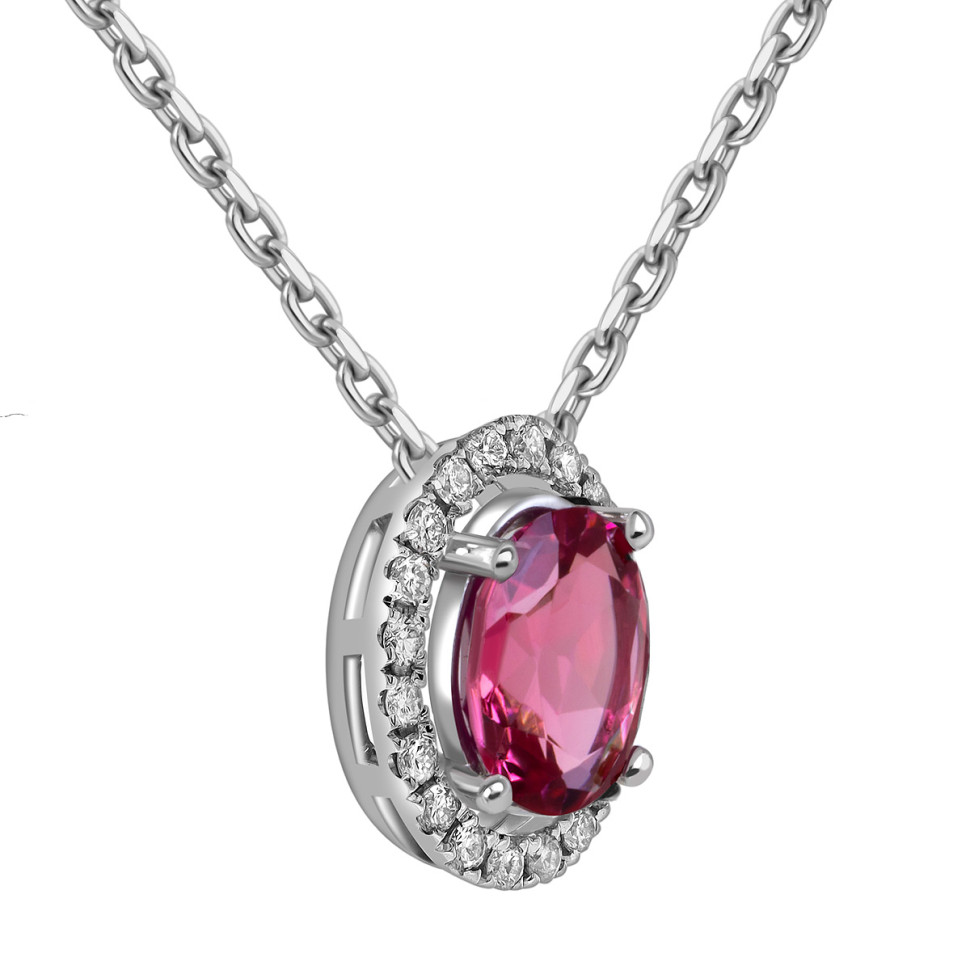 Колье белого золота с бриллиантами и турмалином (061064)