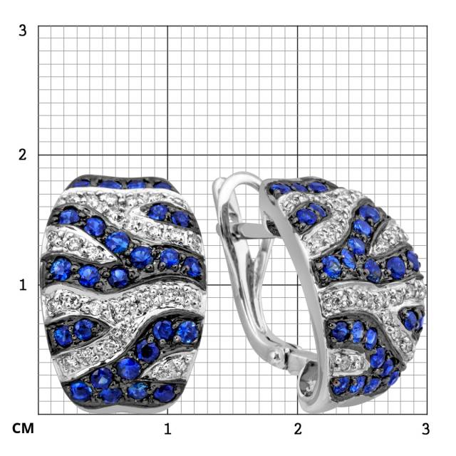 Серьги с бриллиантами и сапфирами из белого золота (013746)
