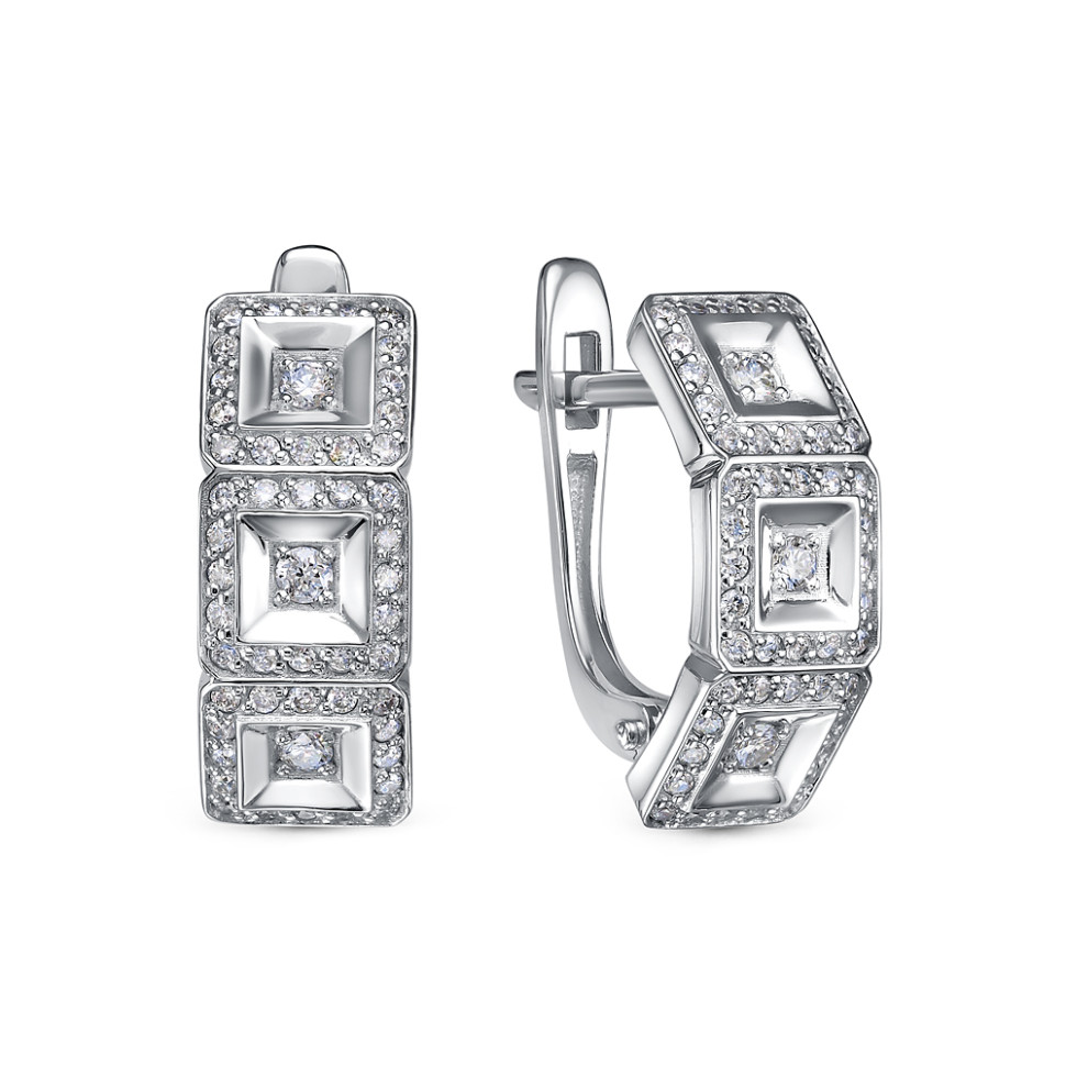 Серьги из платины с бриллиантами (057982)