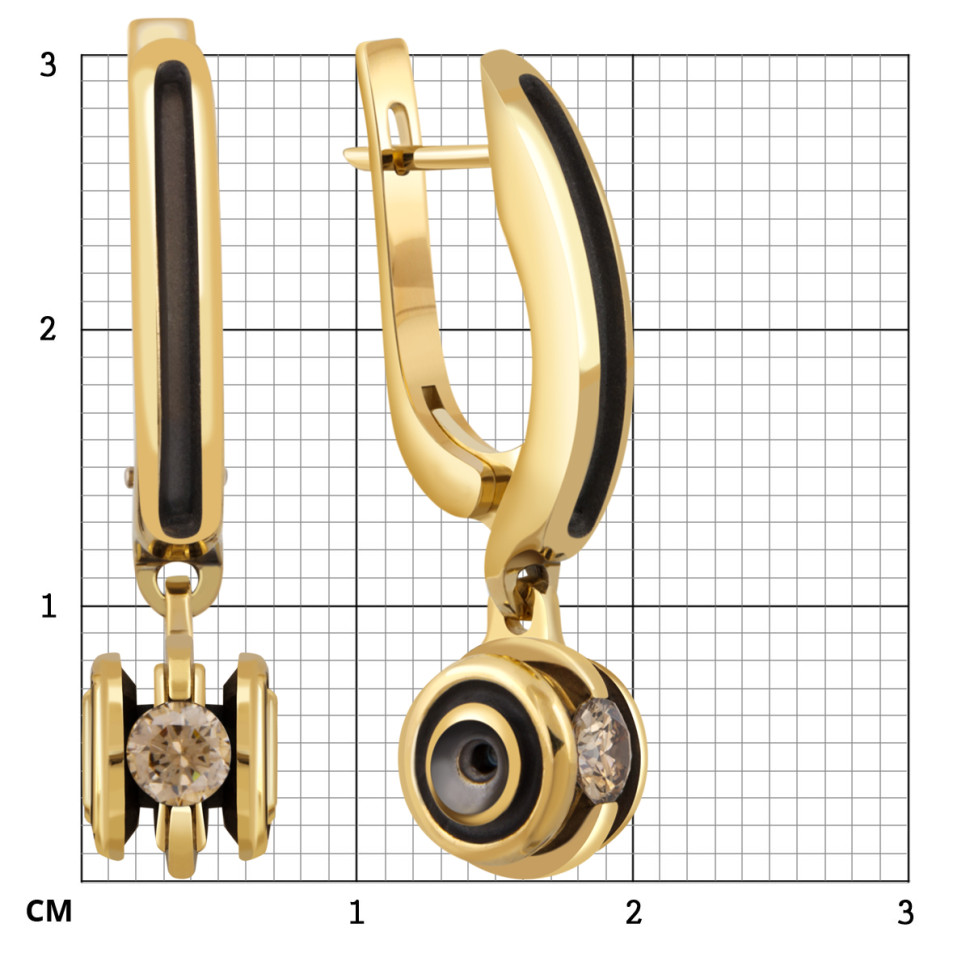 Серьги из жёлтого золота с бриллиантами (048076)