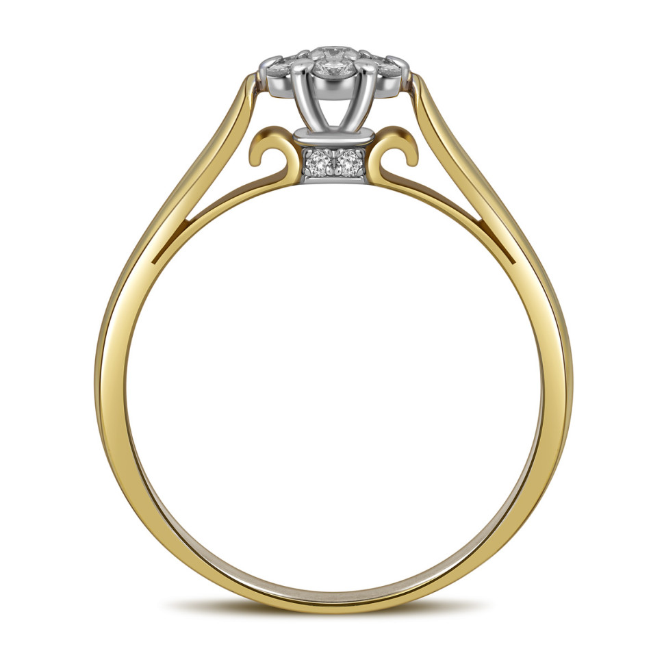 Помолвочное кольцо из жёлтого золота с бриллиантами (025176)