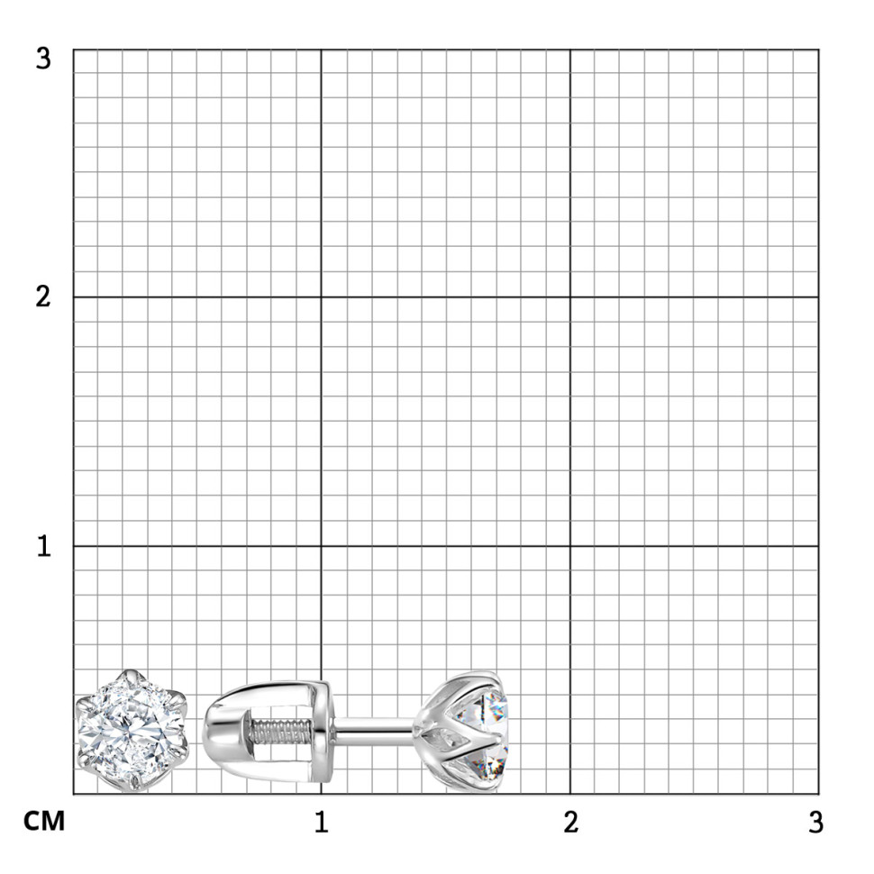 Серьги пусеты из белого золота с бриллиантами (063606)