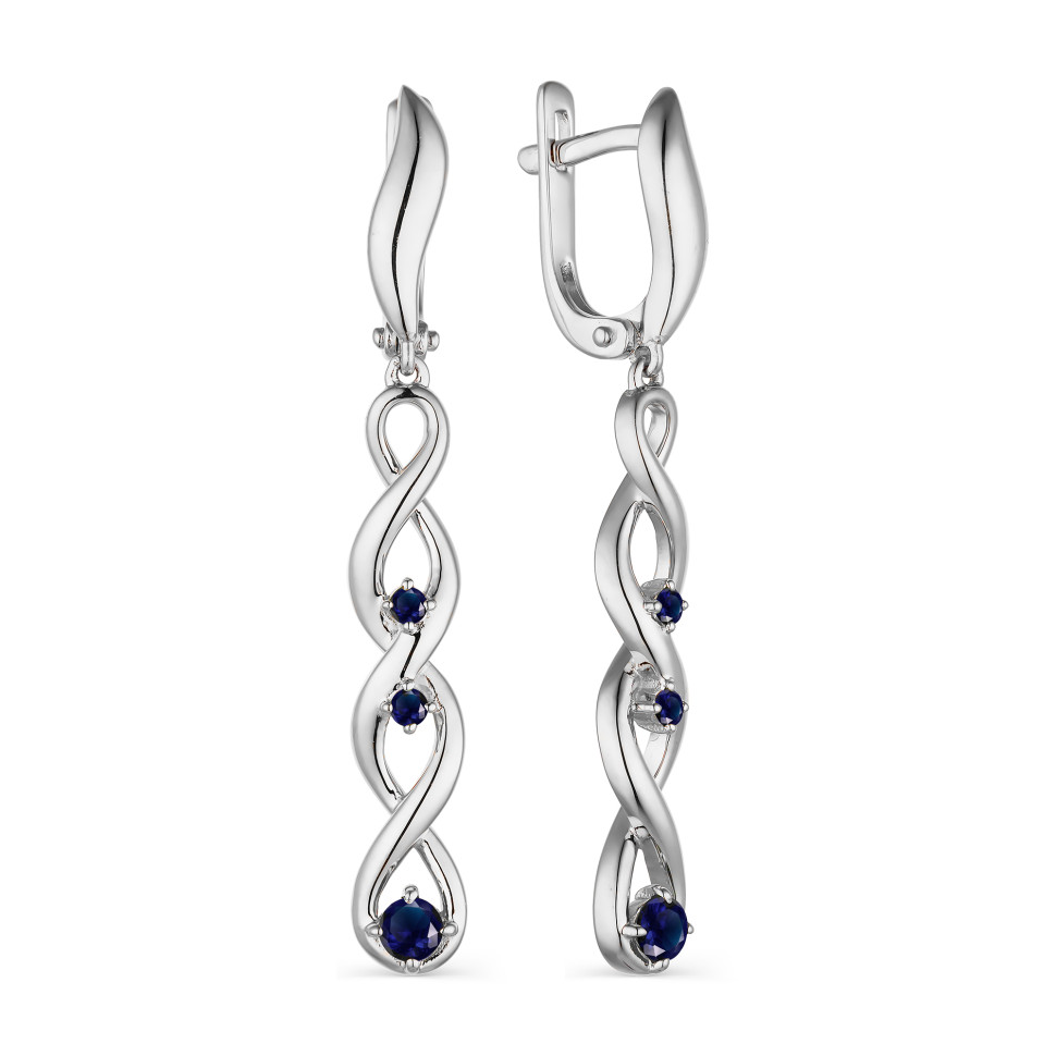 Серьги из белого золота с сапфирами (042610)