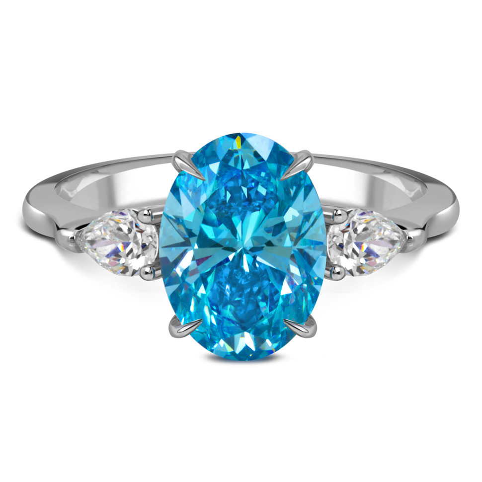 Помолвочное кольцо из белого золота с голубым бриллиантом (060847)