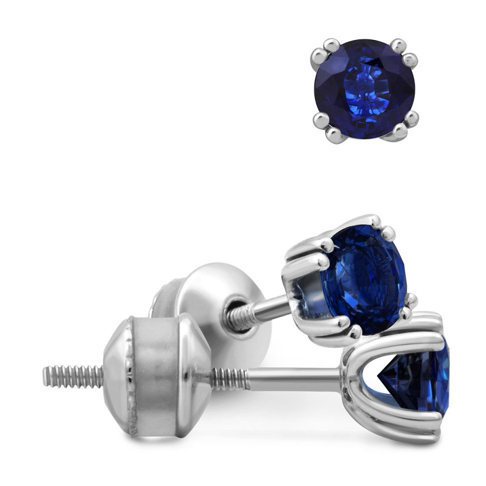 Серьги пусеты из белого золота с бриллиантами (049458)