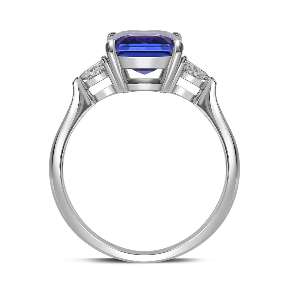 Кольцо из белого золота с бриллиантами и танзанитом (061560)