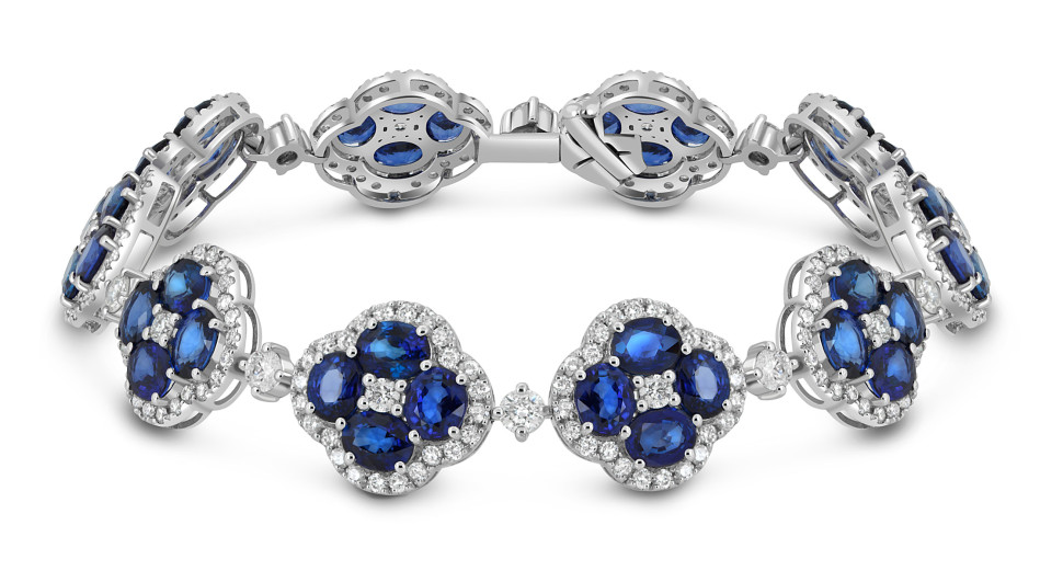 Браслет из белого золота с бриллиантами и сапфирами (047258)