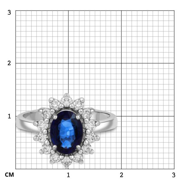 Кольцо из белого золота с бриллиантами и сапфиром (050785)