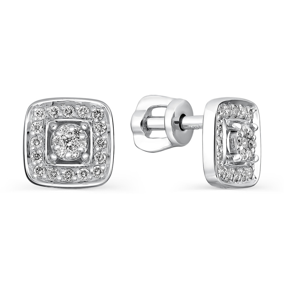 Серьги пусеты из белого золота с бриллиантами (056186)