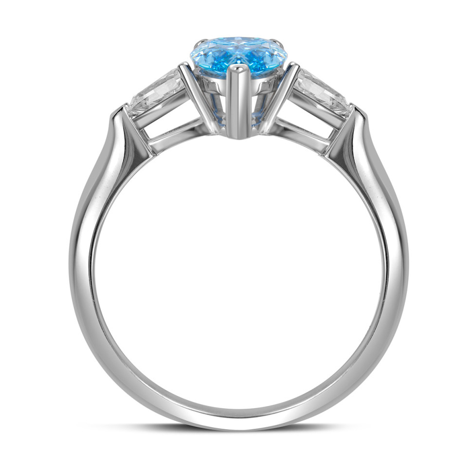 Помолвочное кольцо из белого золота с голубым бриллиантом (060846)