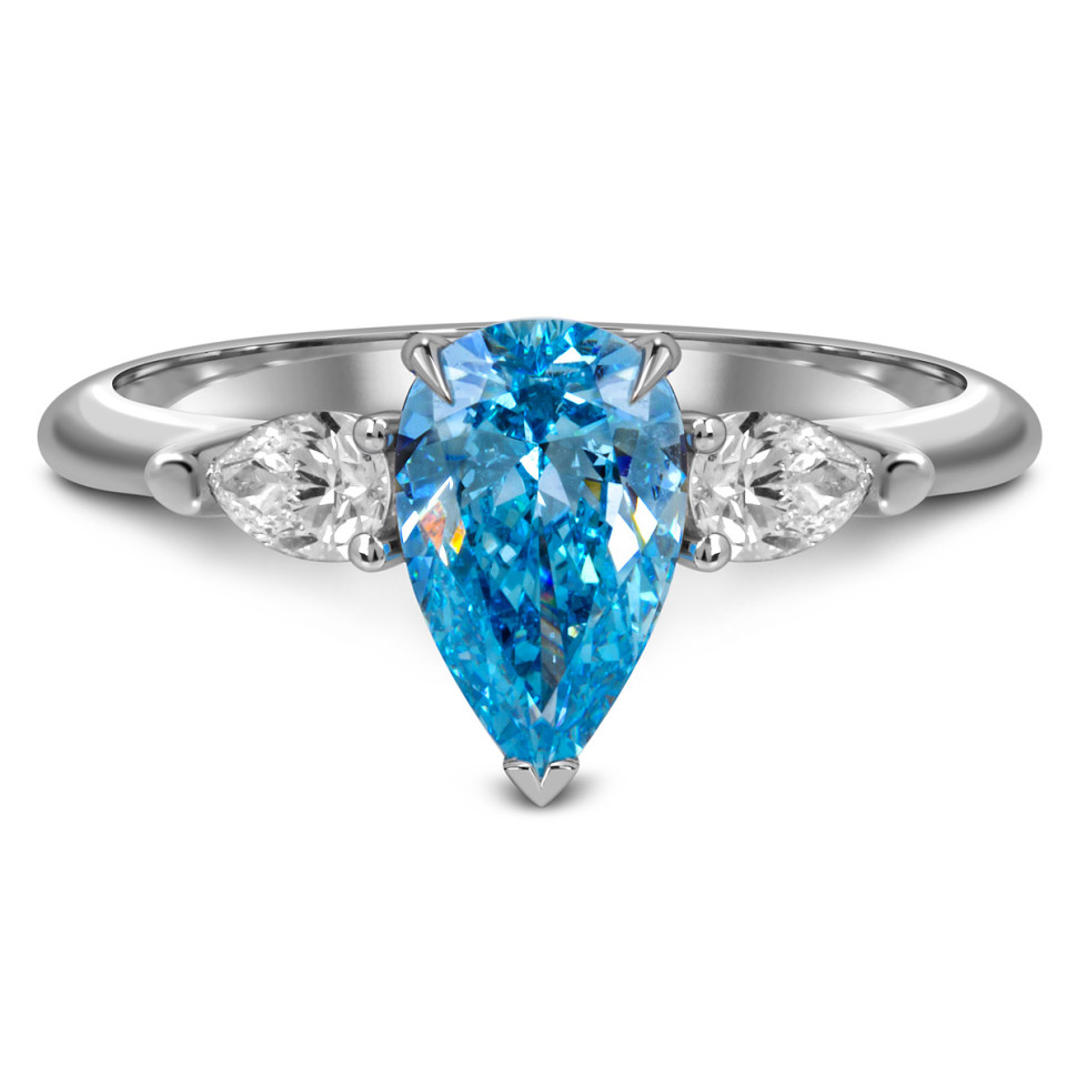 Помолвочное кольцо из белого золота с голубым бриллиантом (060846)