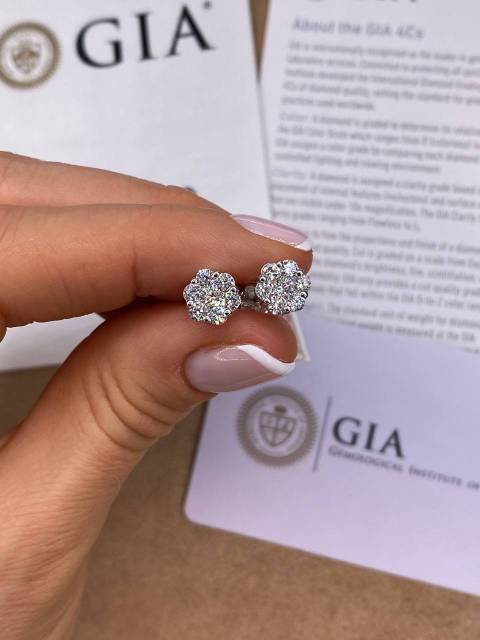 Серьги пусеты из белого золота с бриллиантами (025217)