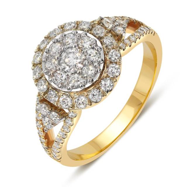 Кольцо из жёлтого золота с бриллиантами (060998)