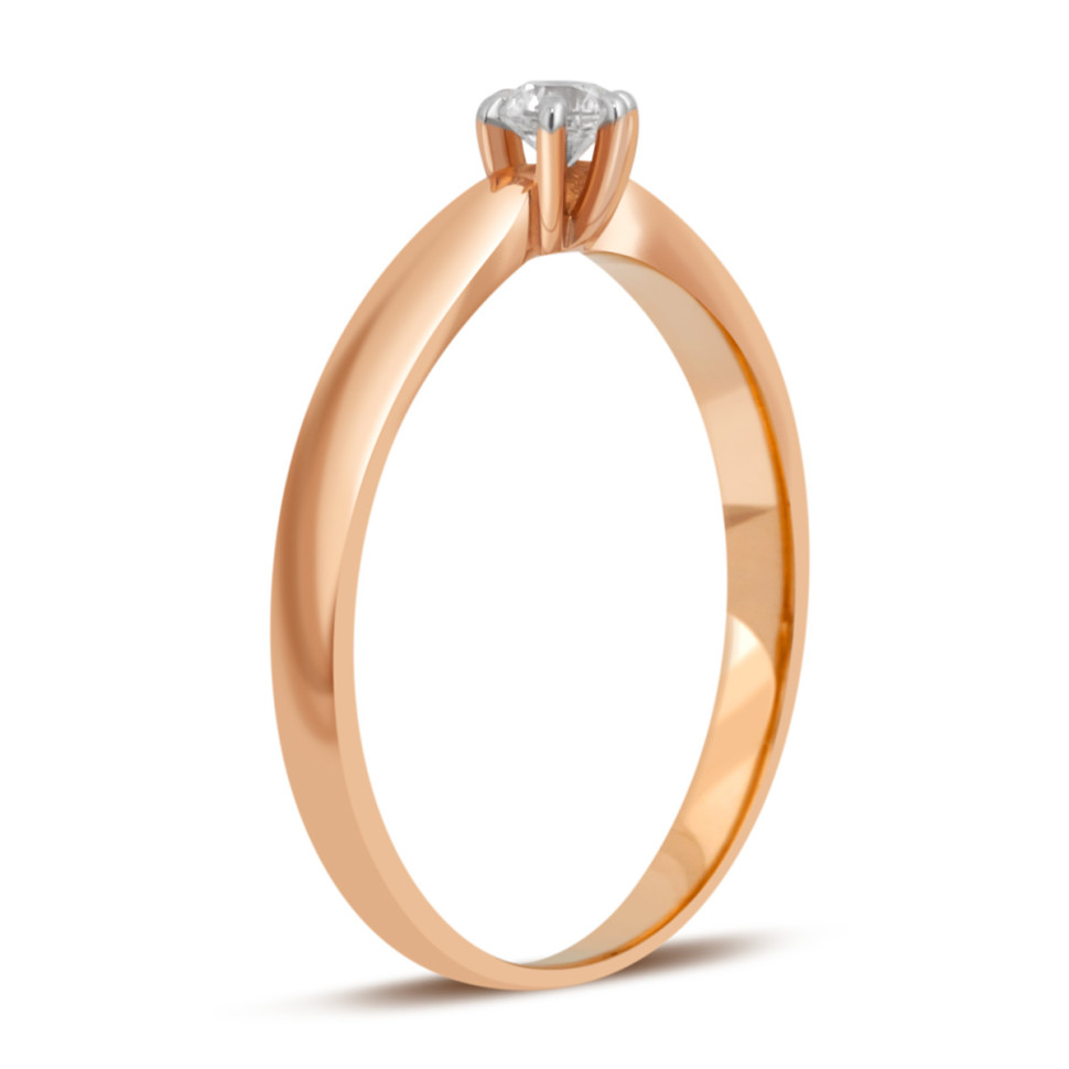 Помолвочное кольцо из красного золота с бриллиантом (032762)