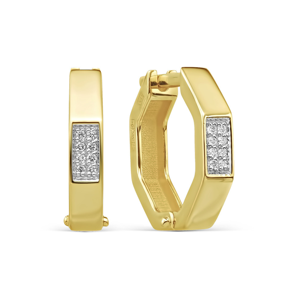 Серьги конго из жёлтого золота с бриллиантами (060943)