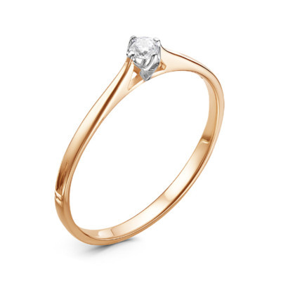 Помолвочное кольцо из красного золота с бриллиантом (043760)