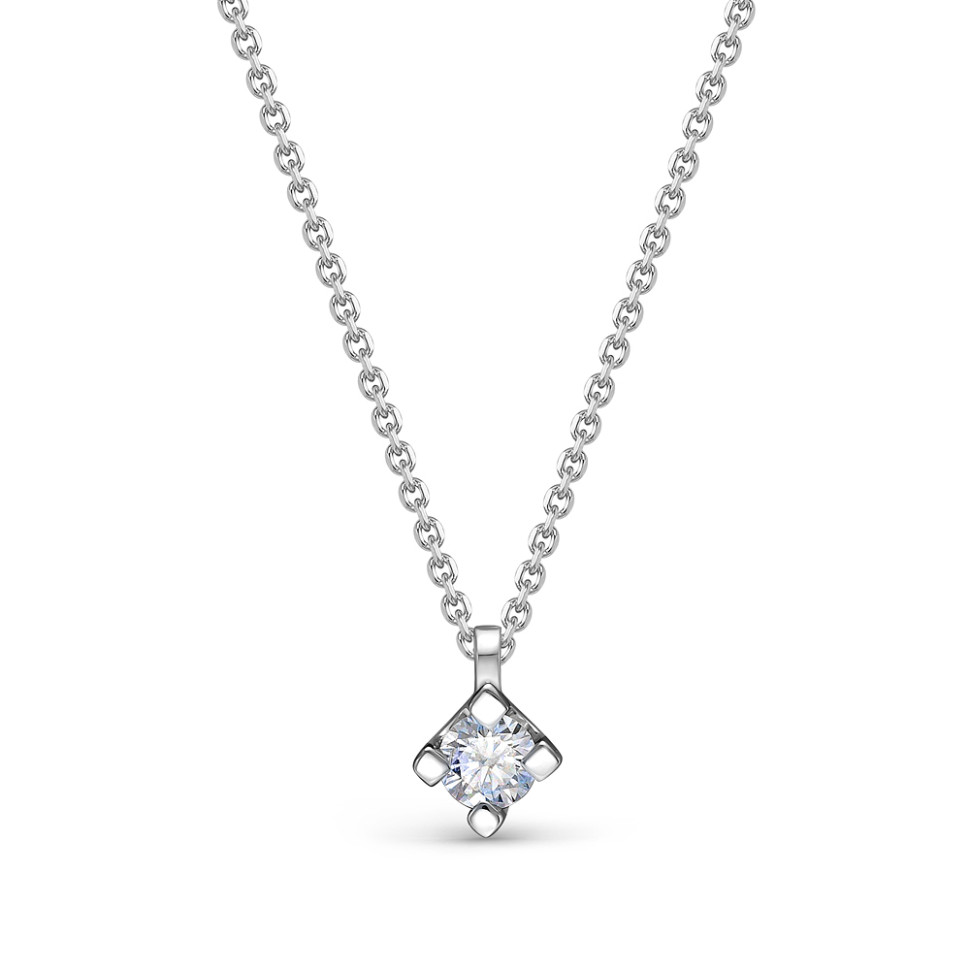 Колье из белого золота с бриллиантом (053943)