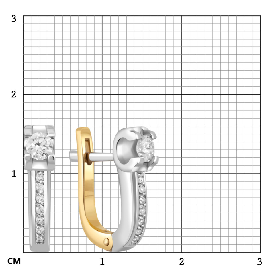 Серьги из комбинированного золота с бриллиантами (047819)