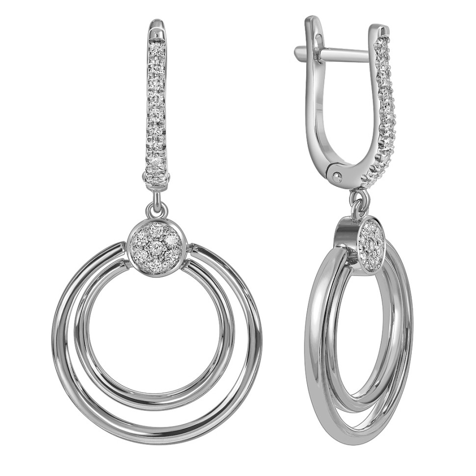Серьги из белого золота с бриллиантами  (059101)
