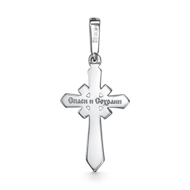Кулон крест из белого золота с бриллиантами (039518)