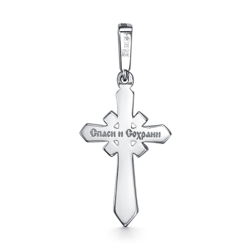 Кулон крест из белого золота с бриллиантами (039518)