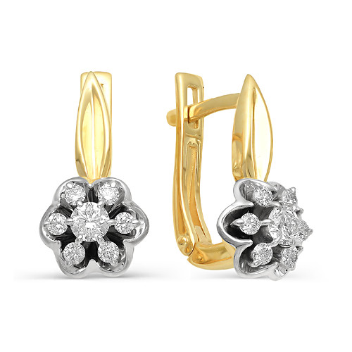 Серьги из комбинированного золота с бриллиантами (032532)