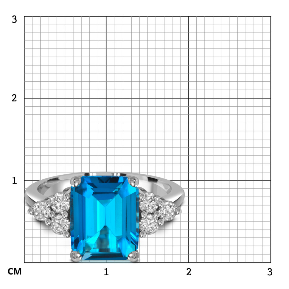 Кольцо из белого золота с бриллиантами и swiss топазом (057509)