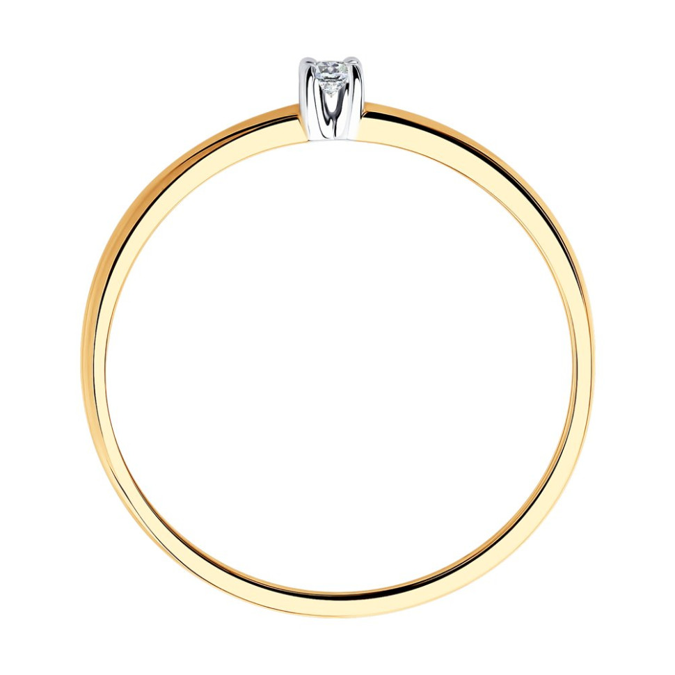 Помолвочное кольцо из красного золота с бриллиантом (042885)