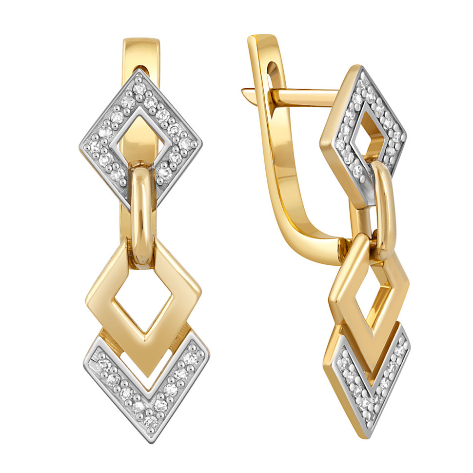 Серьги из жёлтого золота с бриллиантами (046349)