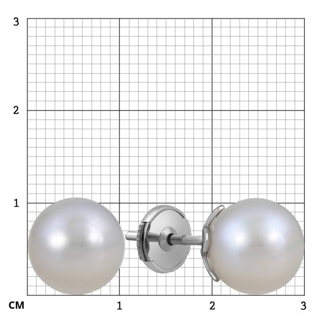 Серьги пусеты из белого золота с жемчугом (053463)