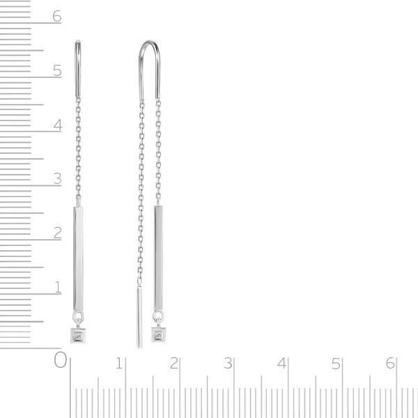 Серьги протяжки из белого золота с бриллиантами (047672)