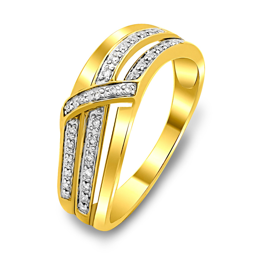 Кольцо из жёлтого золота с бриллиантами (018639)