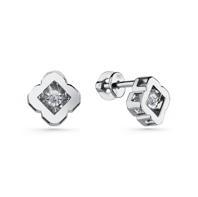 Серьги пусеты из белого золота с бриллиантами (060002)