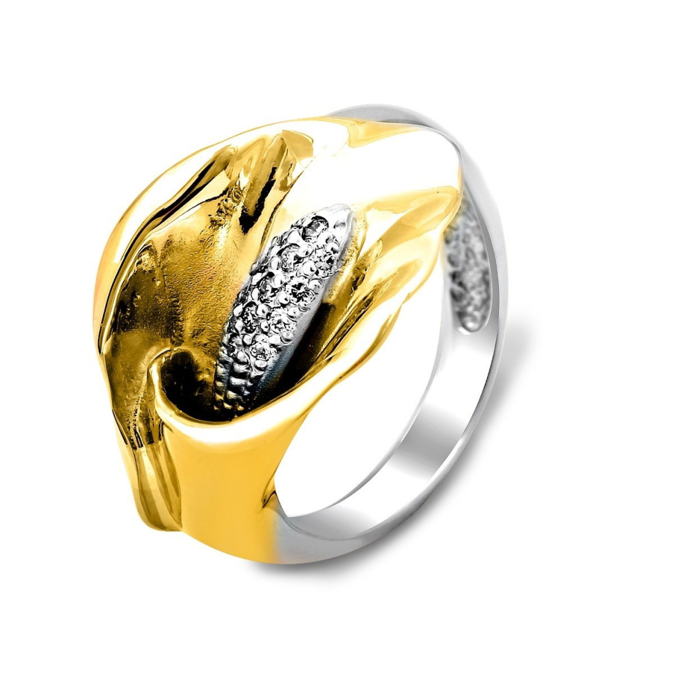 Кольцо из комбинированного золота с бриллиантами (027311)