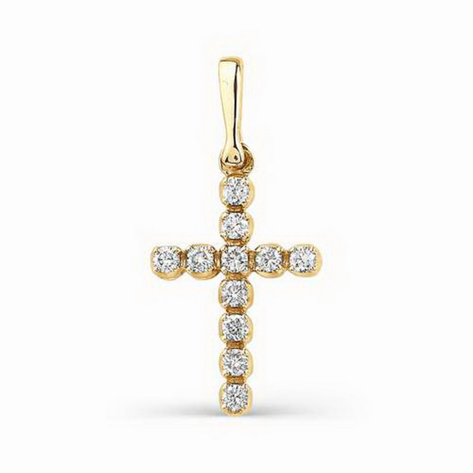 Подвеска крест из комбинированного золота с бриллиантами (031413)