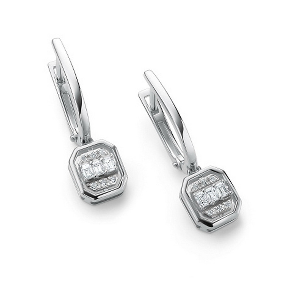 Серьги из белого золота с бриллиантами (059478)