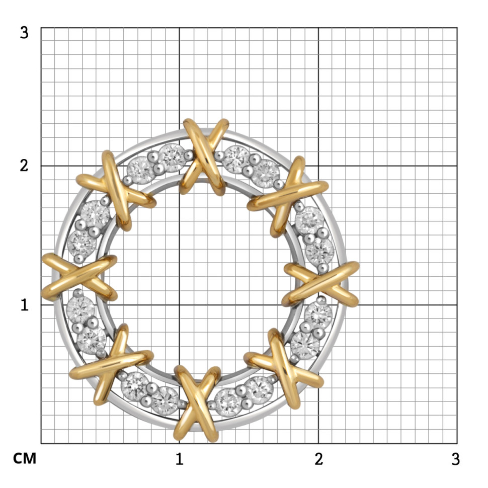 Кулон из комбинированного золота с бриллиантами (050597)