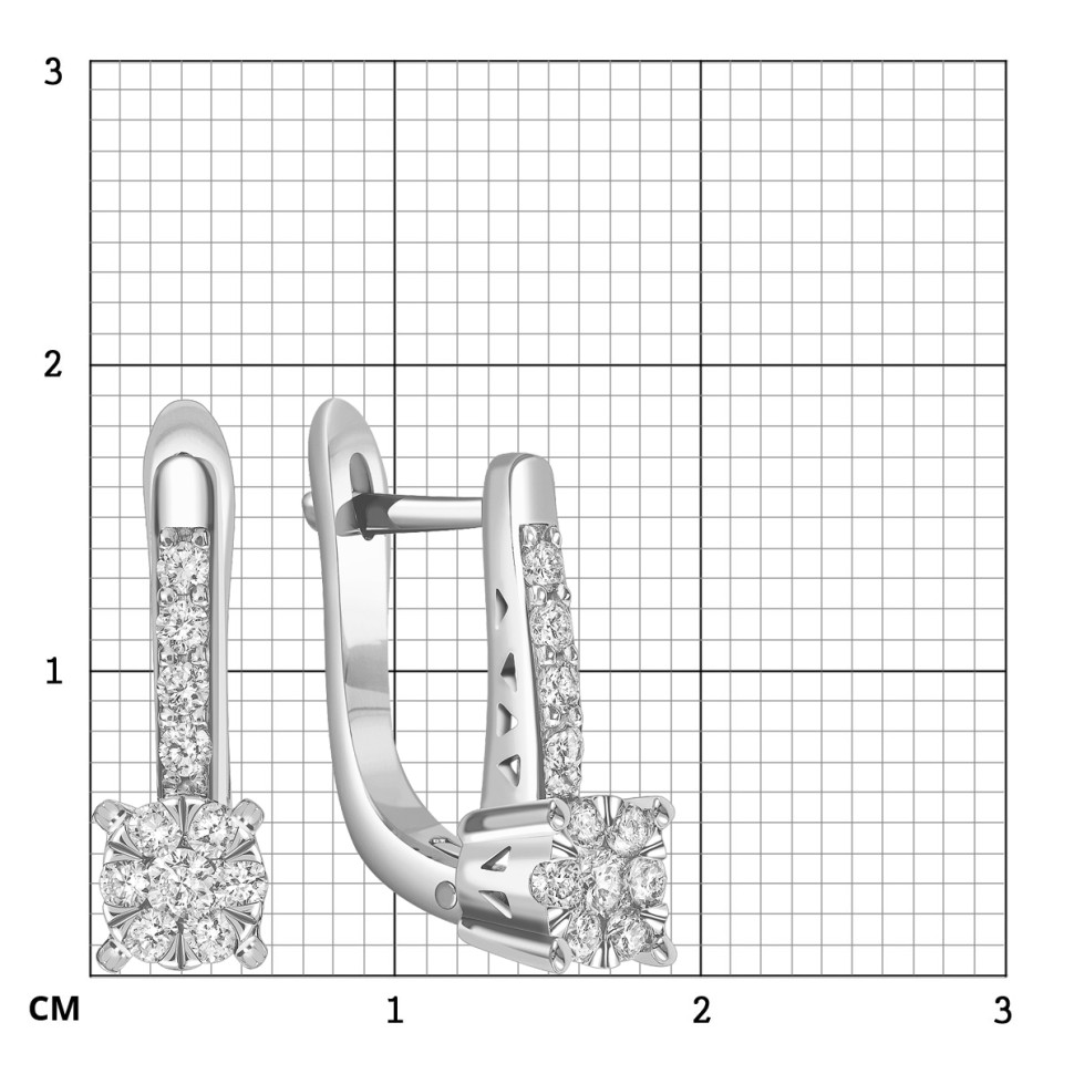 Серьги из белого золота с бриллиантами (039598)