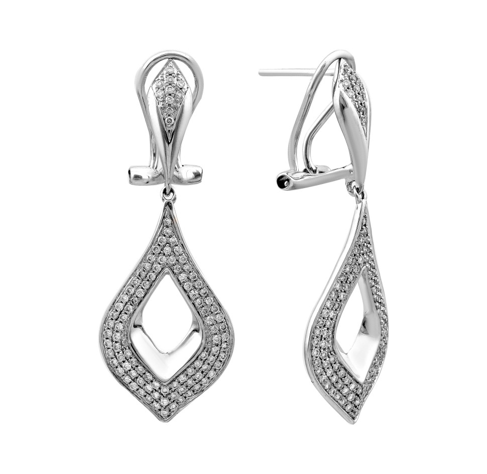 Серьги из белого золота с бриллиантами (025952)