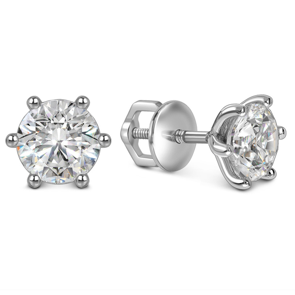 Серьги пусеты из белого золота с бриллиантами (063598)