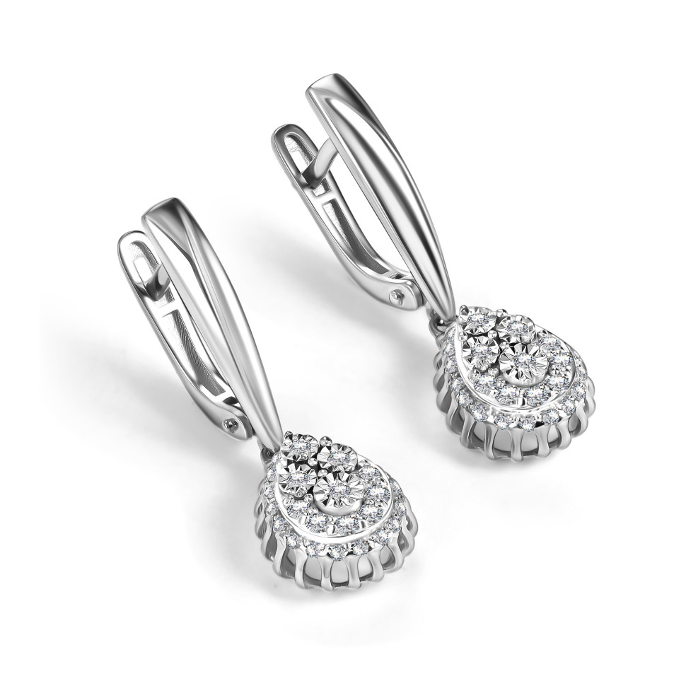 Серьги из белого золота с бриллиантами  (064040)
