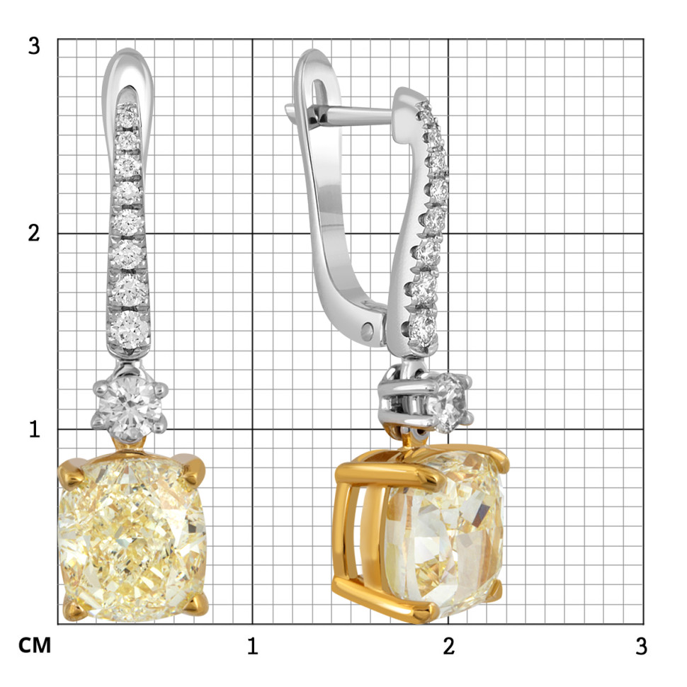 Серьги из комбинированного золота с бриллиантами  (052141)