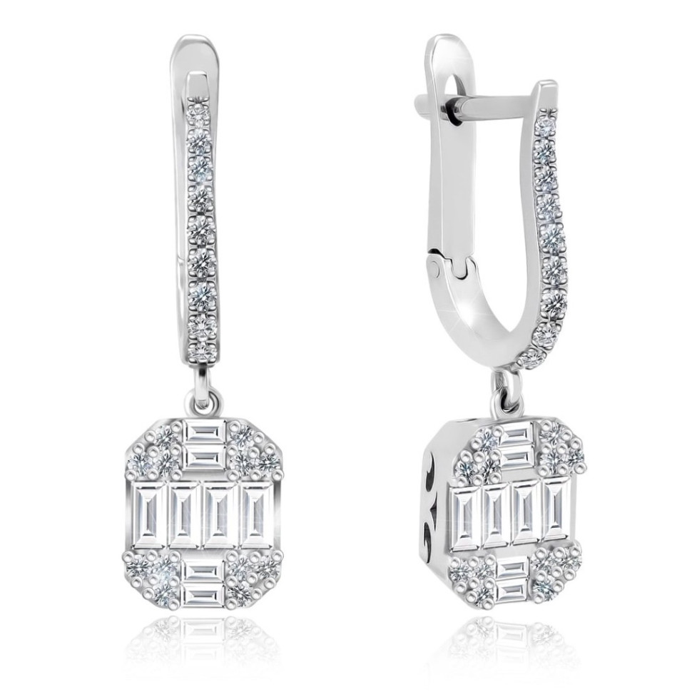 Серьги из белого золота с бриллиантами (050689)