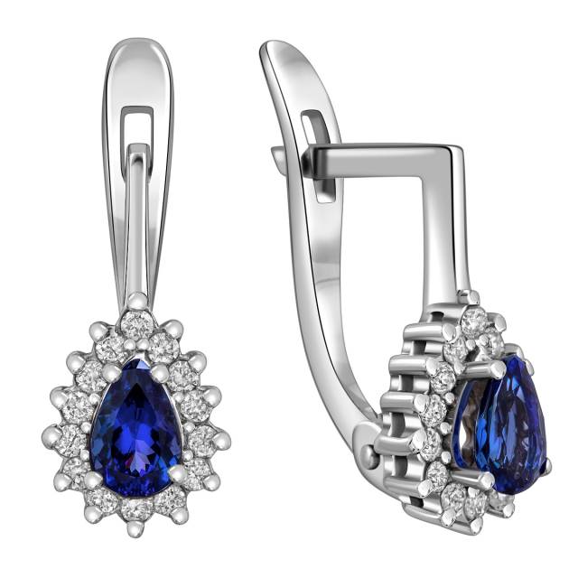 Серьги из белого золота с бриллиантами и сапфирами (015158)