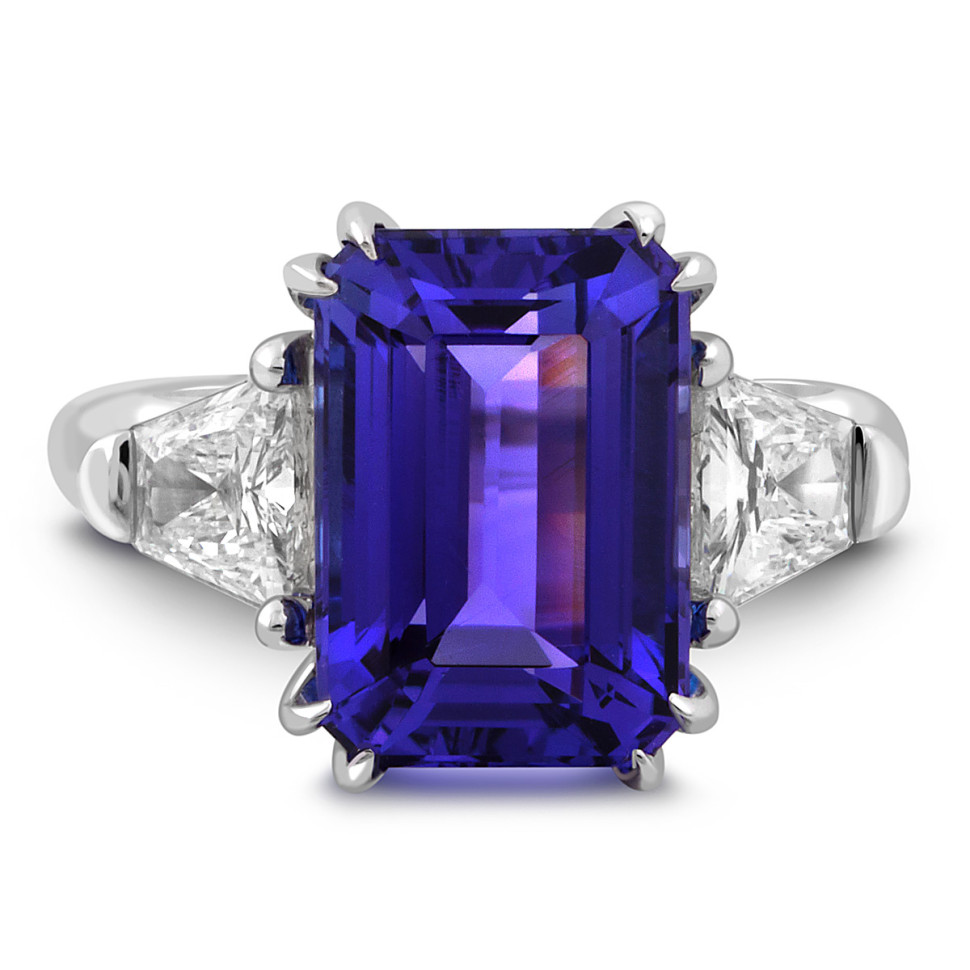 Кольцо из белого золота с бриллиантами и танзанитом (048101)