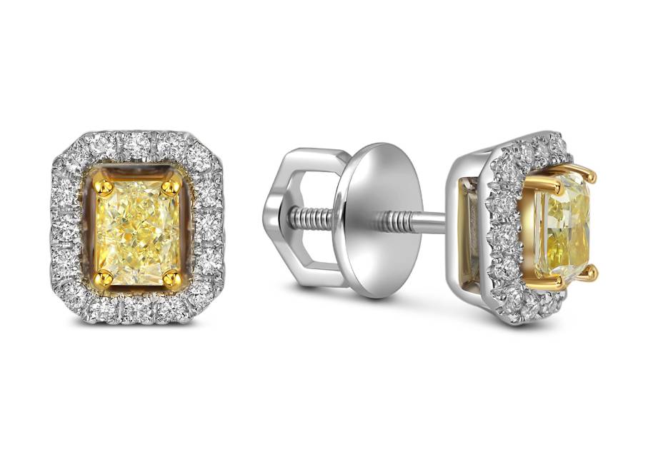 Серьги пусеты из белого золота с бриллиантами (059218)