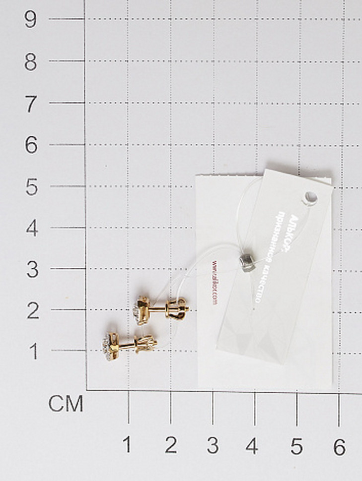 Серьги пусеты из красного золота с бриллиантами (053713)