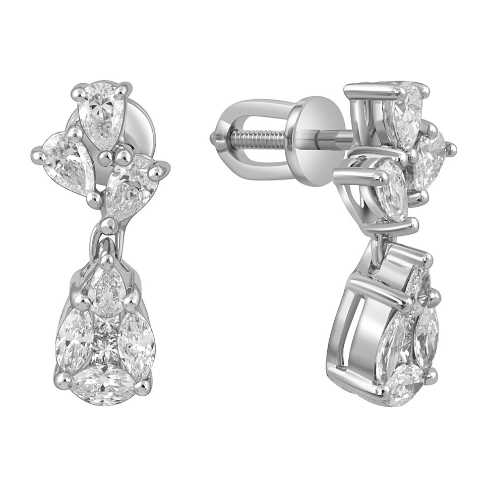 Серьги из белого золота с бриллиантами (054178)