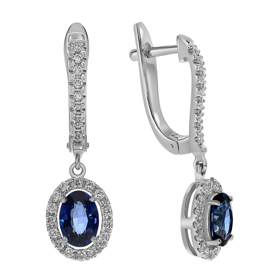 Серьги из белого золота с бриллиантами и сапфирами (062779)
