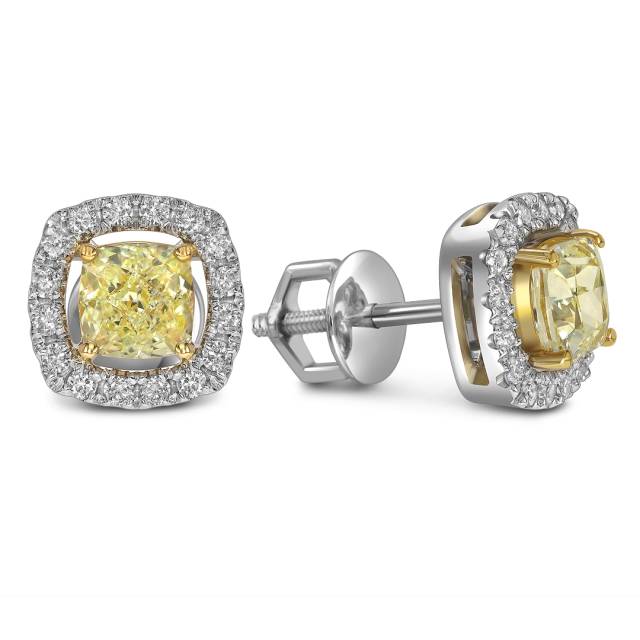 Серьги пусеты из белого золота с бриллиантами (062831)